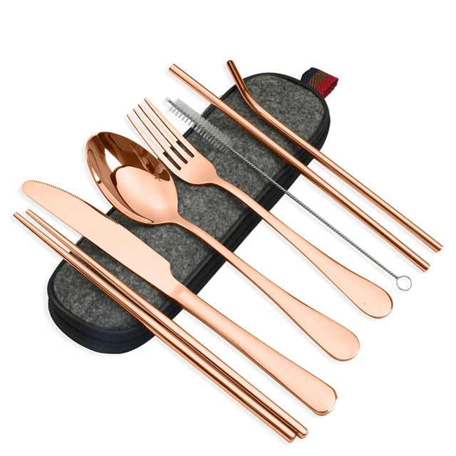 Reusable Stainless Steel Utensils Set with Case