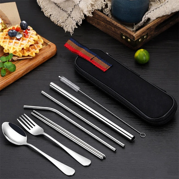 Reusable Stainless Steel Utensils Set with Case