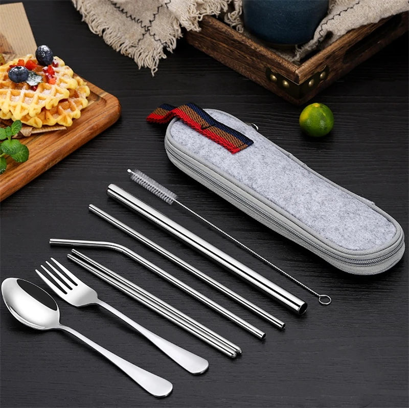 Reusable Stainless Steel Utensils Set with Case