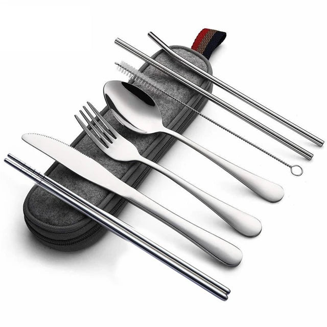 Reusable Stainless Steel Utensils Set with Case