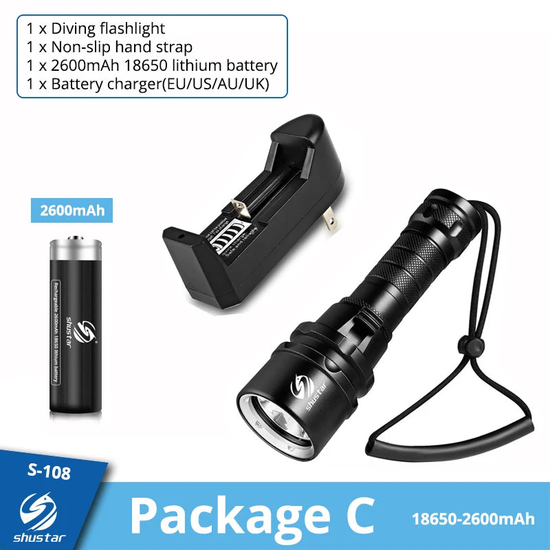 IP68 Waterproof Powerful Diving Flashlight