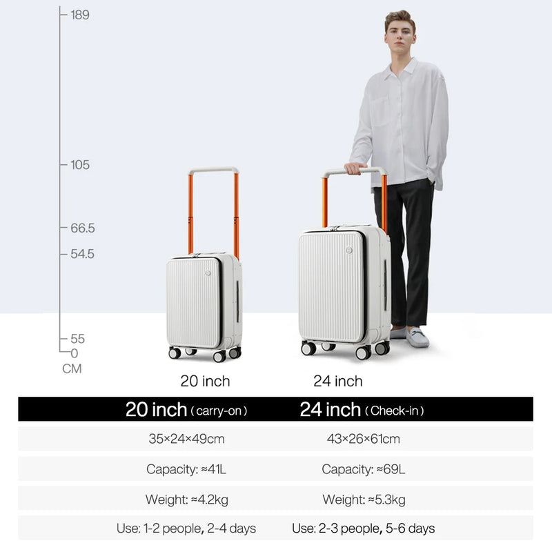 24 Inch Rolling Luggage with Front Pocket